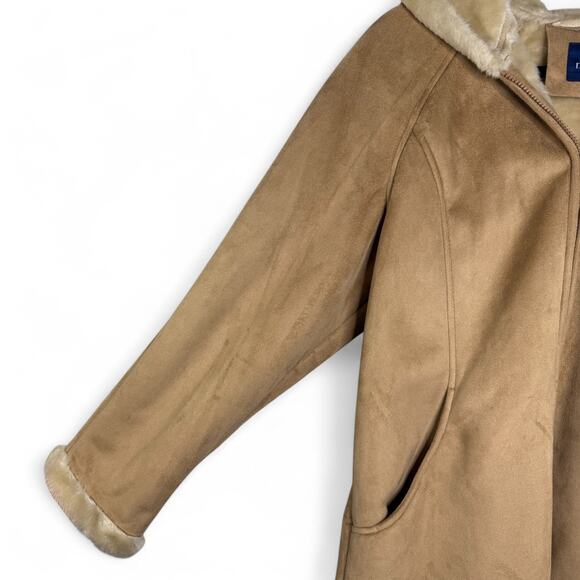 Mackintosh Faux Suede Shearling Hooded Jacket Size M Y2K Cozy Western Cabincore - Picture 2 of 11